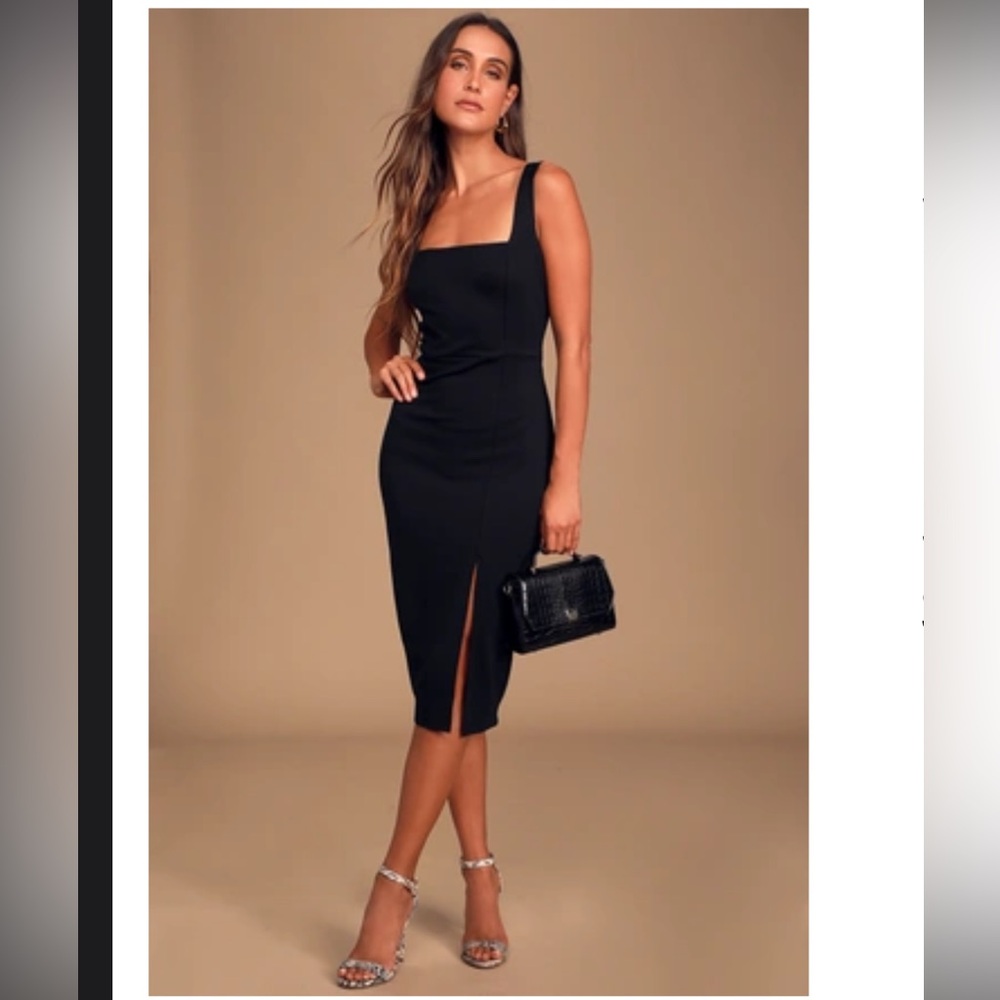 NWT, LuLus Baby, You're The One Black Sleeveless Bodycon Midi Dress